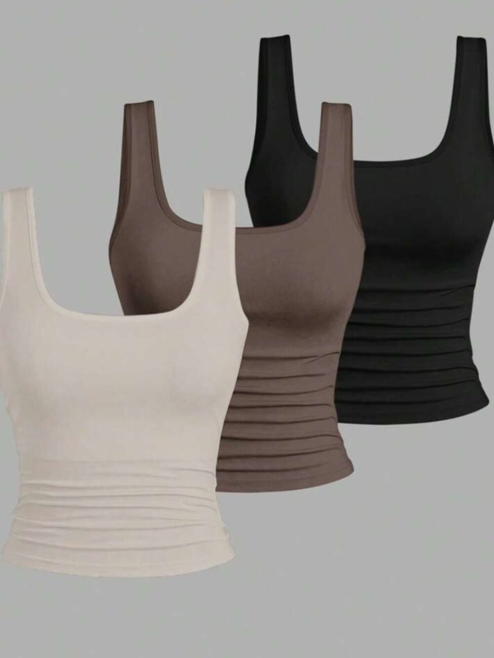 3 Pack of Square Neck Cropped Tank Tops